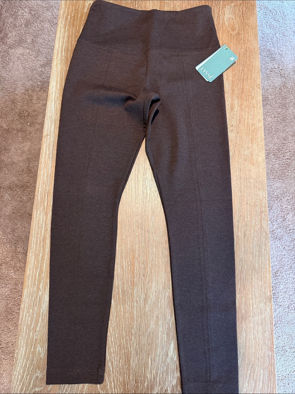 NWT Lyssé Signature Center Seam Ponte Leggings Brown Espresso Size M #1519